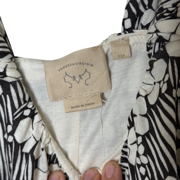 Anthropologie Vanessa Virginia Black Ivory Floral Tank Top XS Petite NWT - Picture 4 of 9
